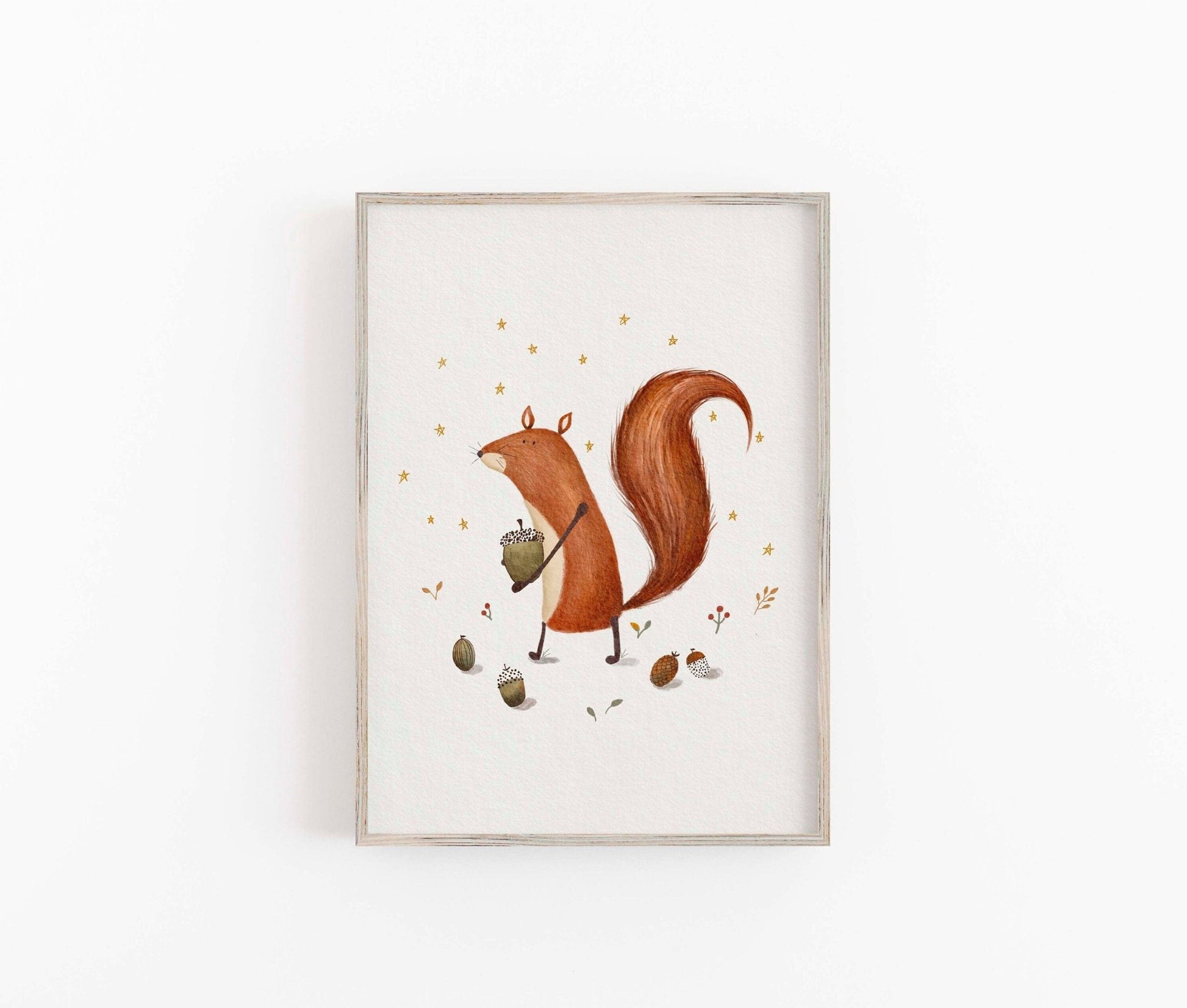 Whimsical Squirrel Art Print - Woodland Animal Wall Art for Kids - Prints - Urchin Bay