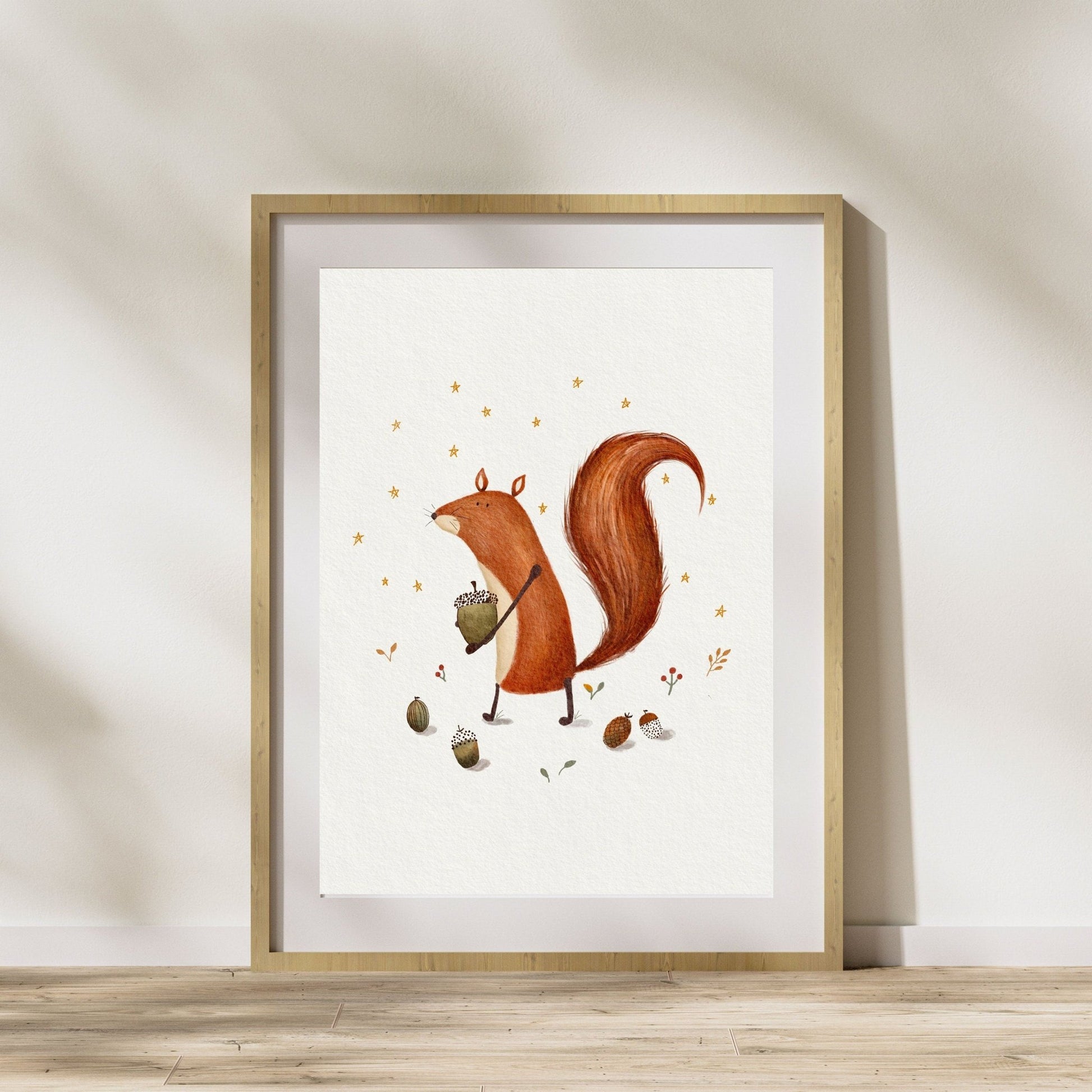 Whimsical Squirrel Art Print - Woodland Animal Wall Art for Kids - Prints - Urchin Bay