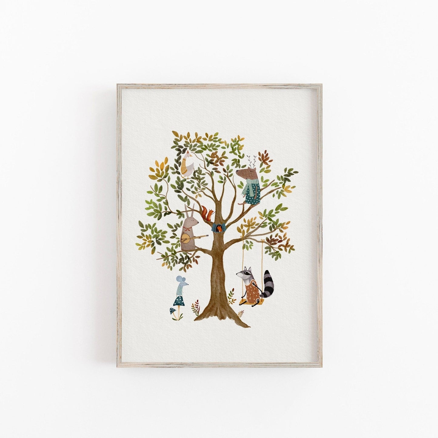 Whimsical Tree and Woodland Animal Nursery Print - Prints - Urchin Bay