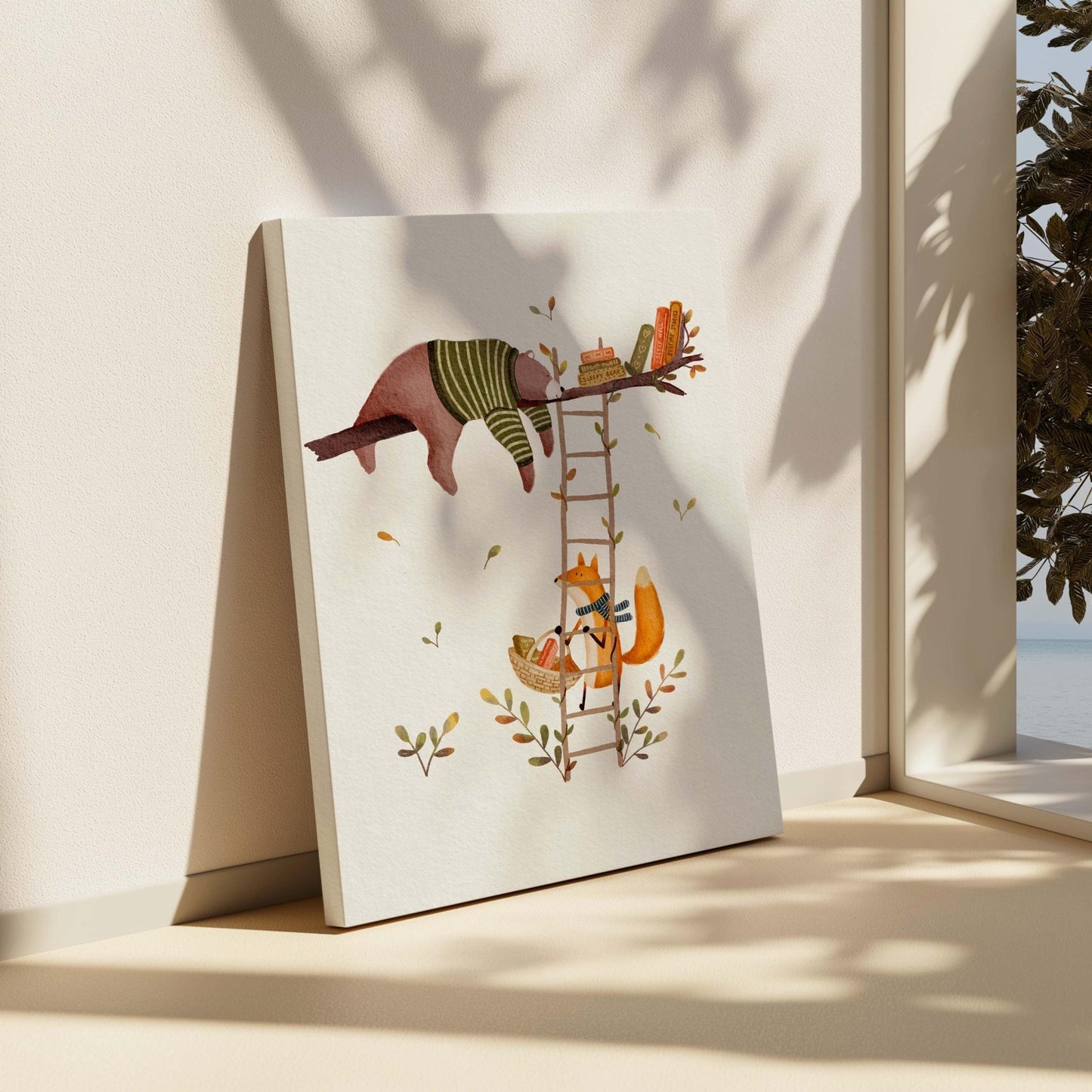 Whimsical Woodland Bear Canvas Art for Childrens Room - Canvas - Urchin Bay