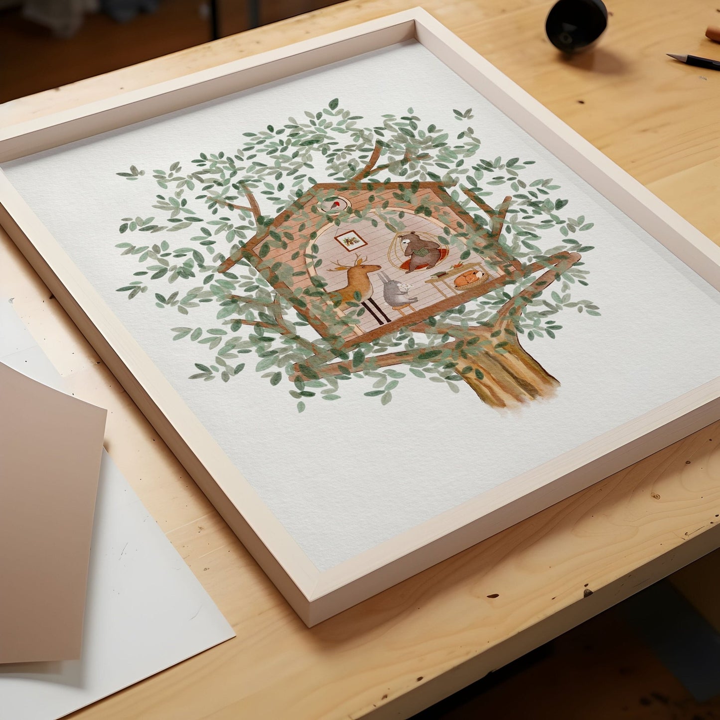 Whimsical Woodland Treehouse Illustration - Prints - Urchin Bay