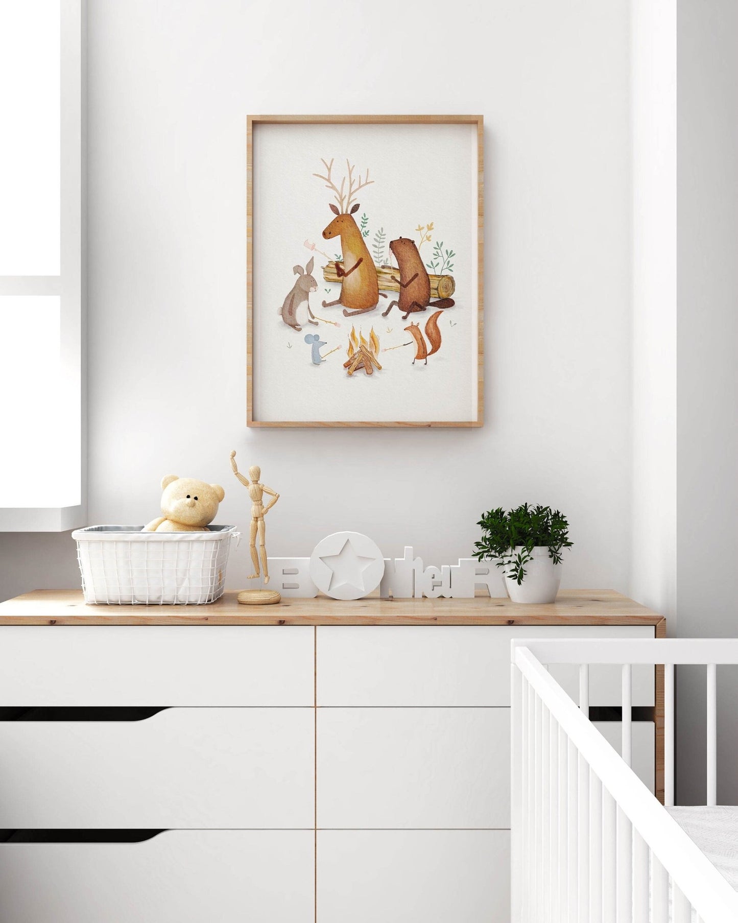 Woodland Animal Art Print - Animal Campfire Illustration - Prints - Urchin Bay