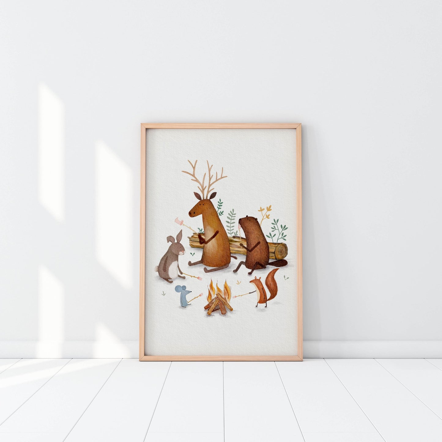 Woodland Animals Around The Campfire Print - Prints - Urchin Bay
