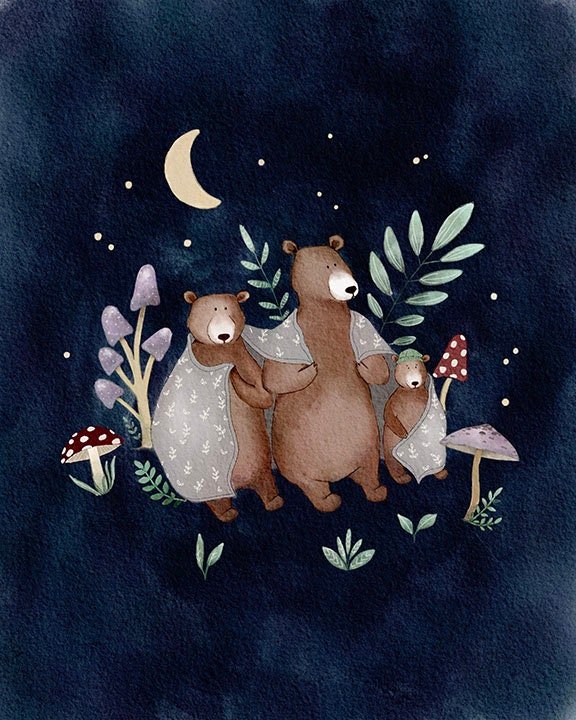 Woodland Bear Family Art Print - Prints - Urchin Bay