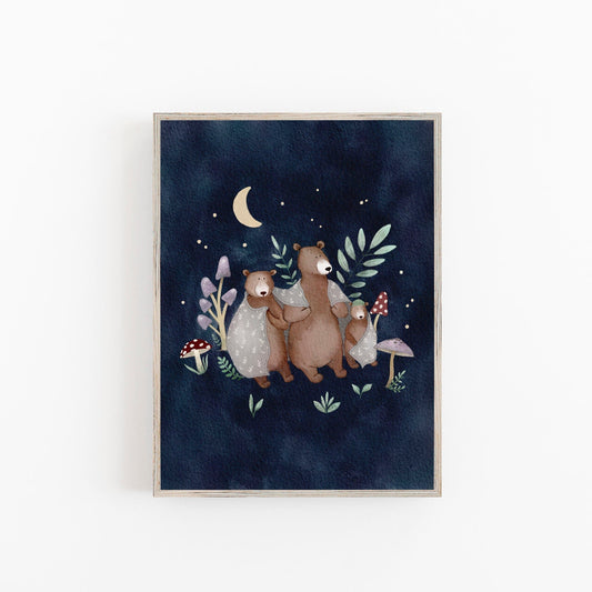 Woodland Bear Family Art Print - Prints - Urchin Bay
