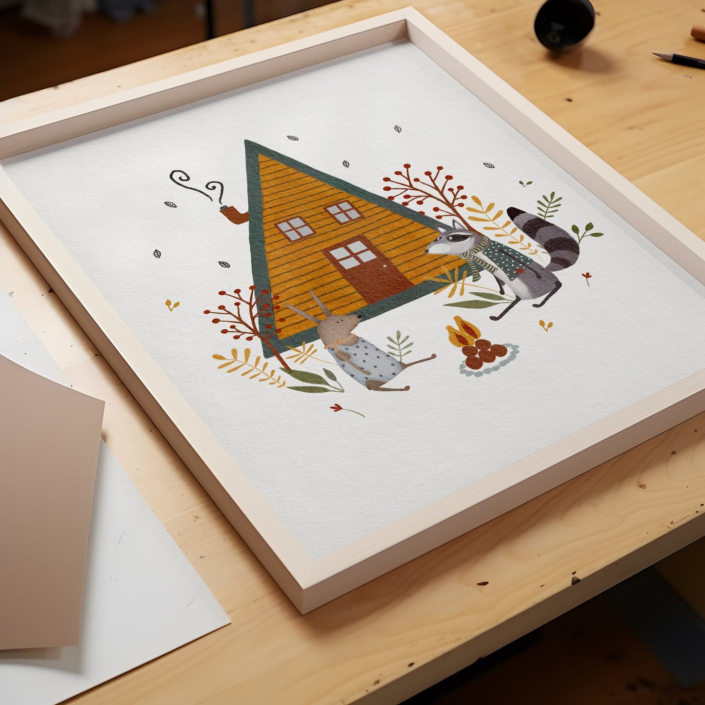 Woodland Cabin Art Print, Animal Illustration For Children - Prints - Urchin Bay