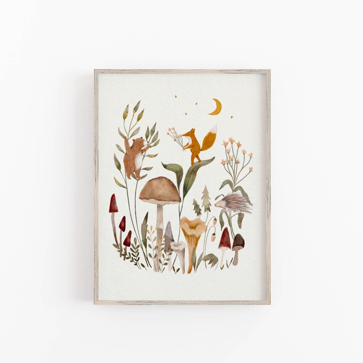 Woodland Nursery Decor with Mushrooms & Animals - Prints - Urchin Bay