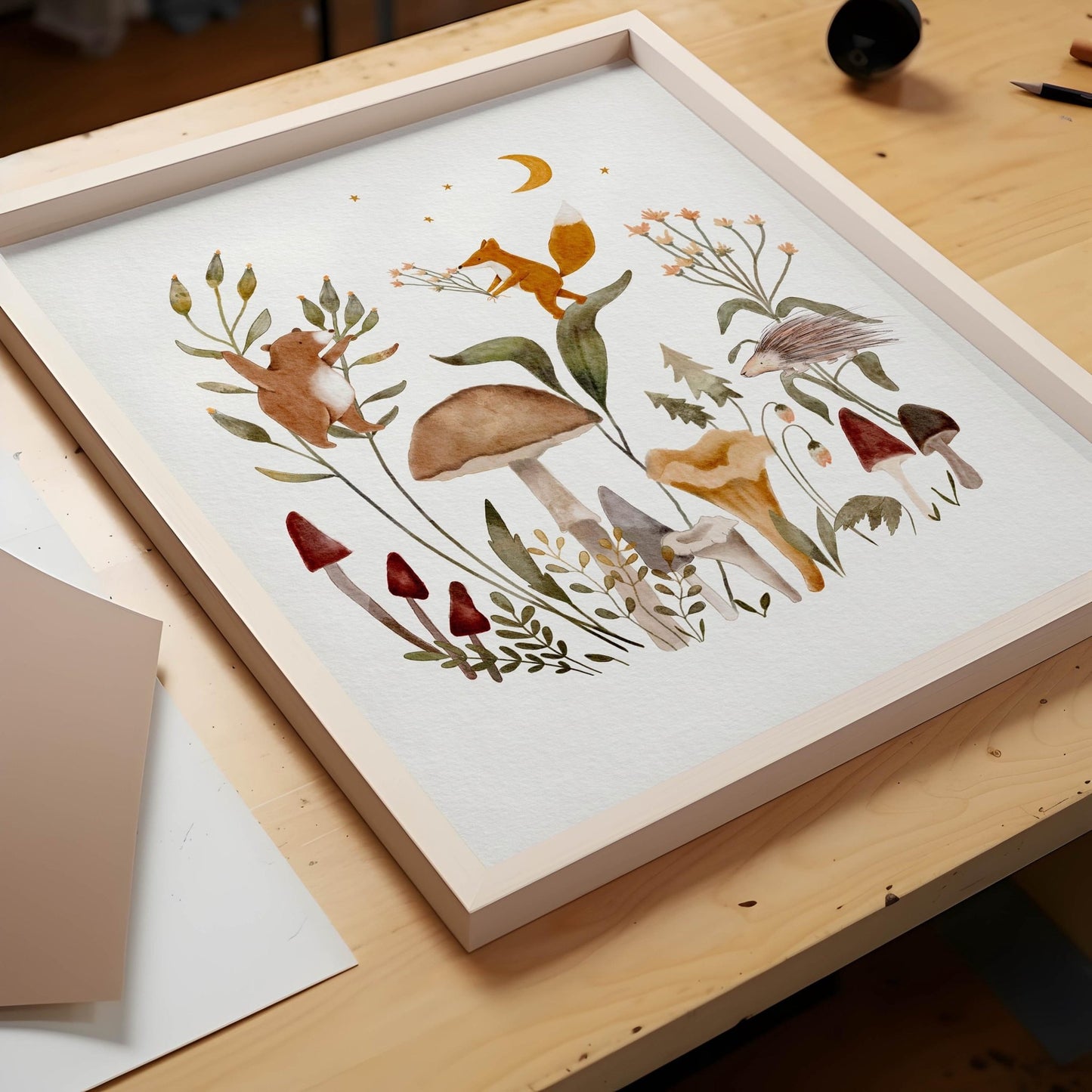 Woodland Nursery Decor with Mushrooms & Animals - Prints - Urchin Bay