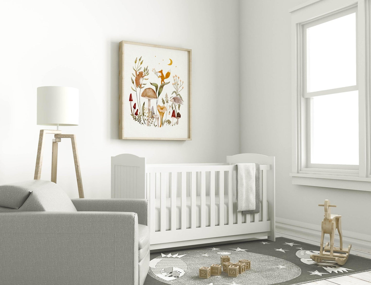 Woodland Nursery Decor with Mushrooms & Animals - Prints - Urchin Bay