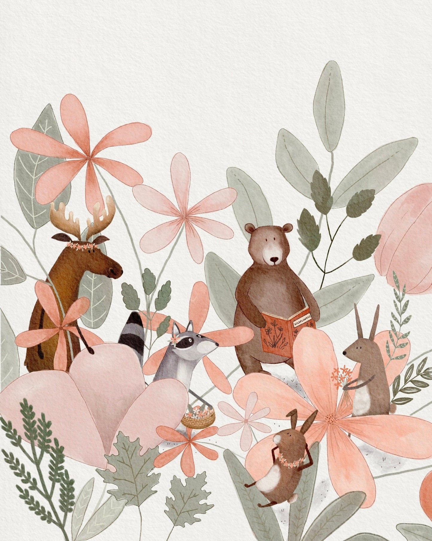 Woodland Nursery Floral Art Prints for Baby Girls Room - Prints - Urchin Bay