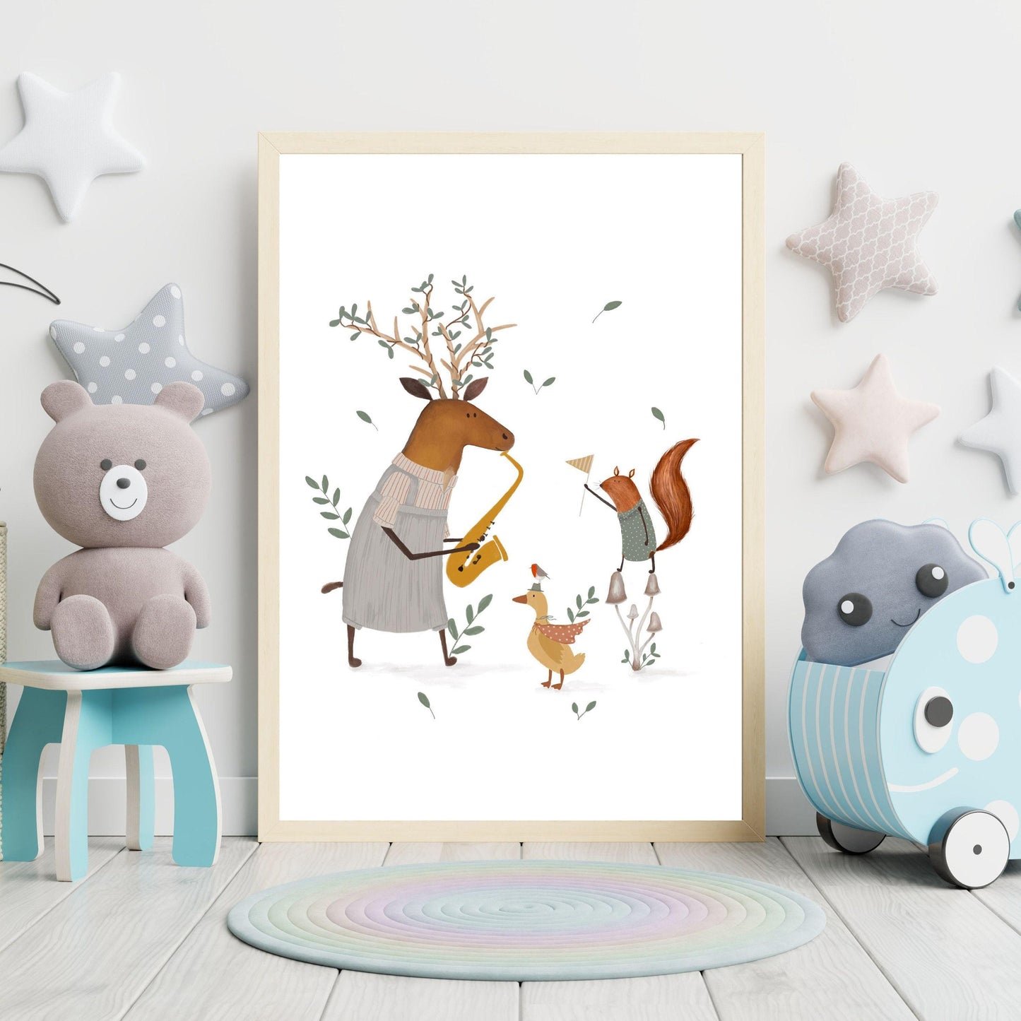 Whimsical Nursery Wall Art – Folky Kids Animal Prints | Children's Wall Art Decor