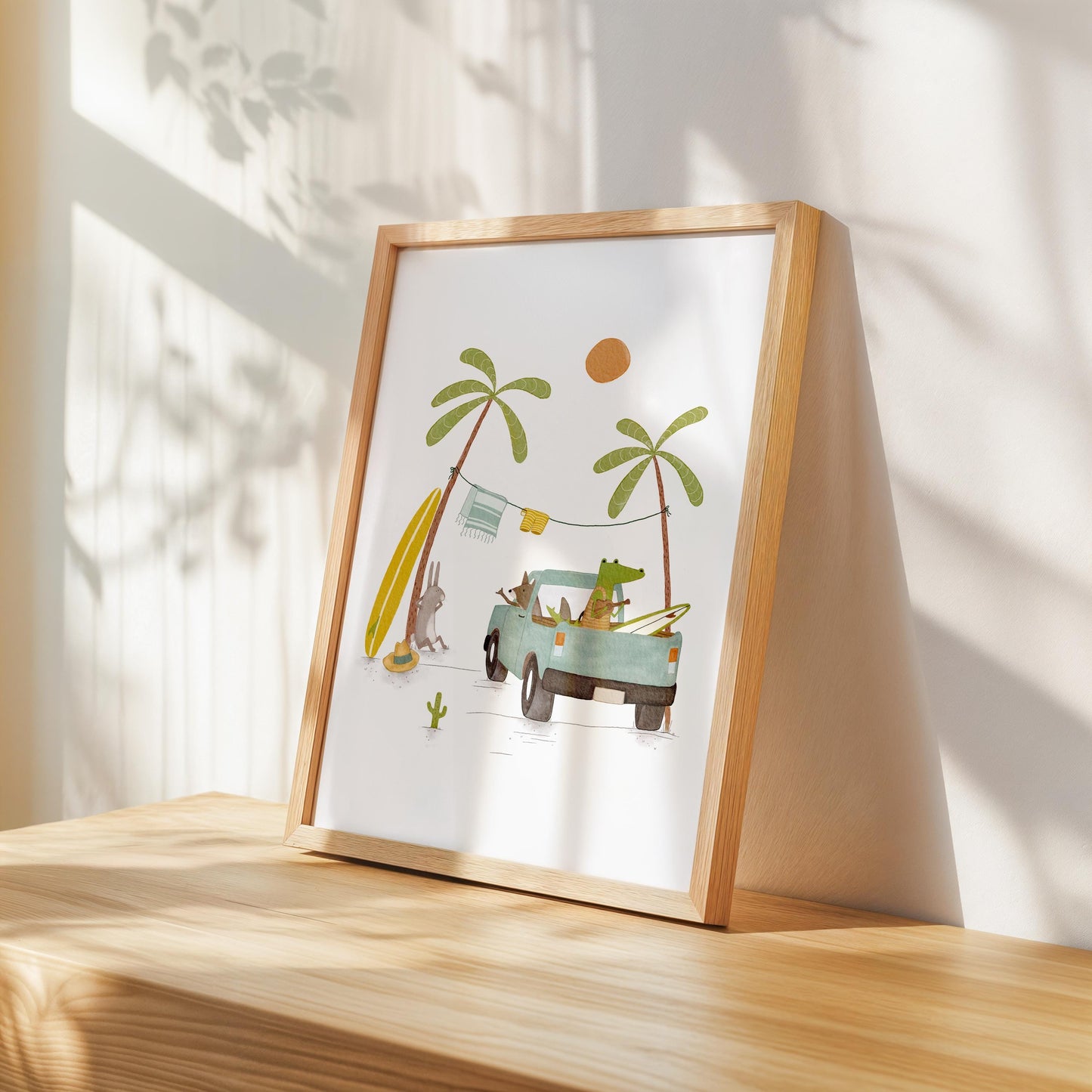 Kids Wall Art - Hand Painted Surf Truck Illustration | Beach Wall Art For Children's Room