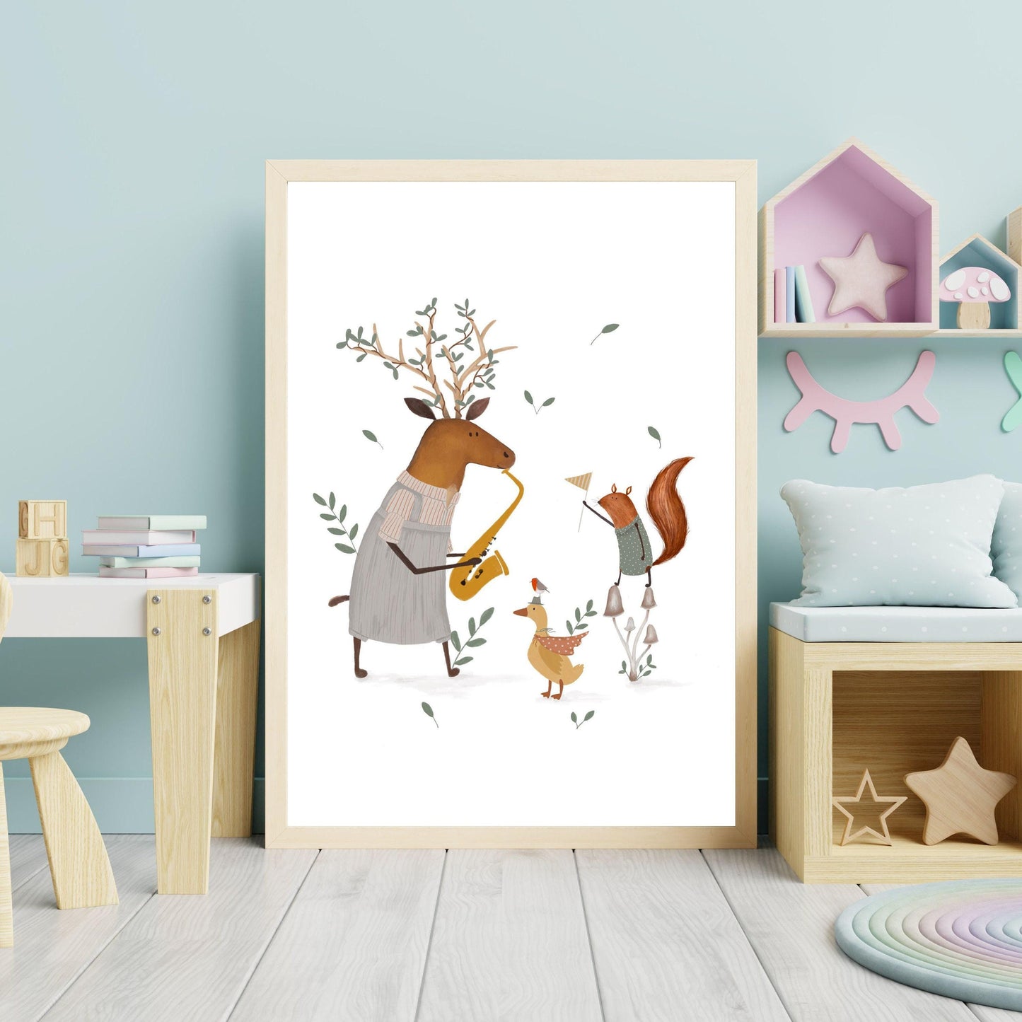 Whimsical Nursery Wall Art – Folky Kids Animal Prints | Children's Wall Art Decor