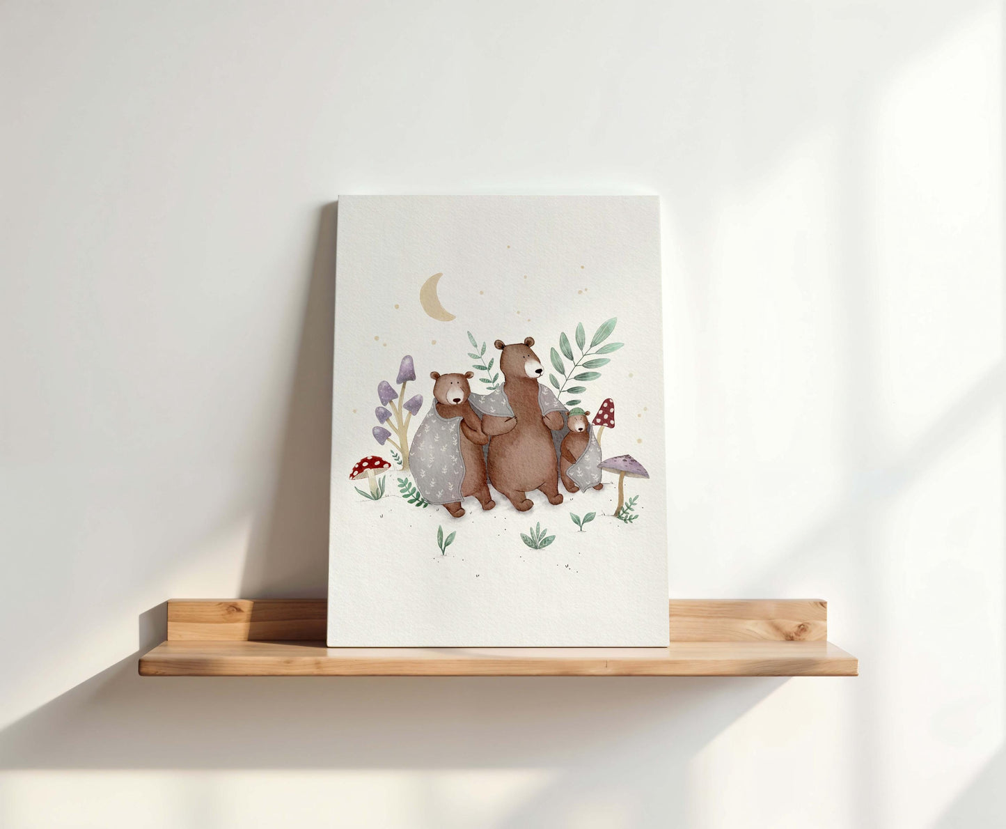 Forest Bear Canvas Print – Whimsical Woodland Wall Art for Nursery Decor