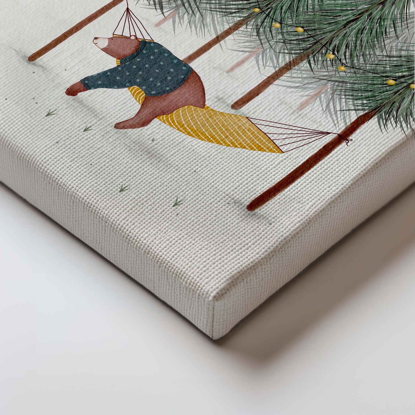 Woodland Canvas Wall Art - Bear Canvas Print for Forest Nursery Decor