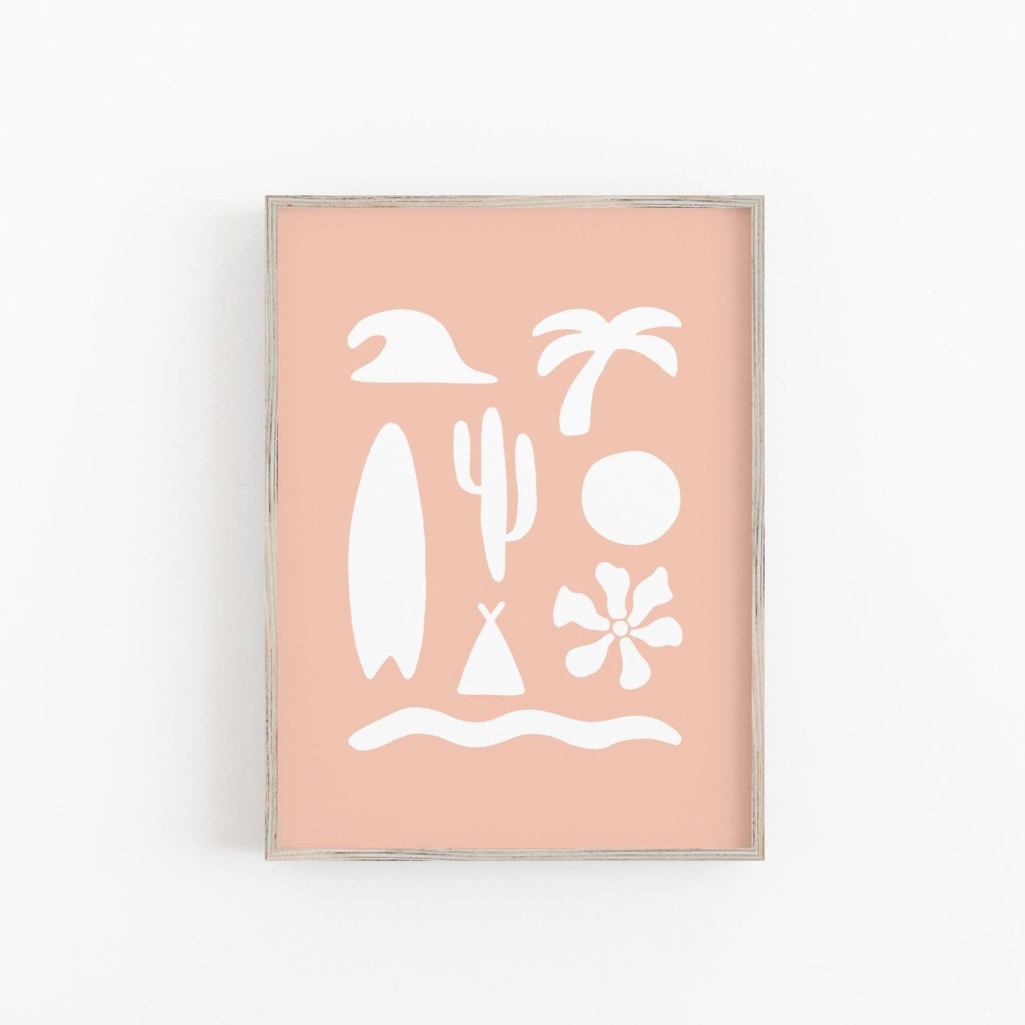 Girls Room Wall Art | Surf Art Print for Teen Girl - Pink and White Decor