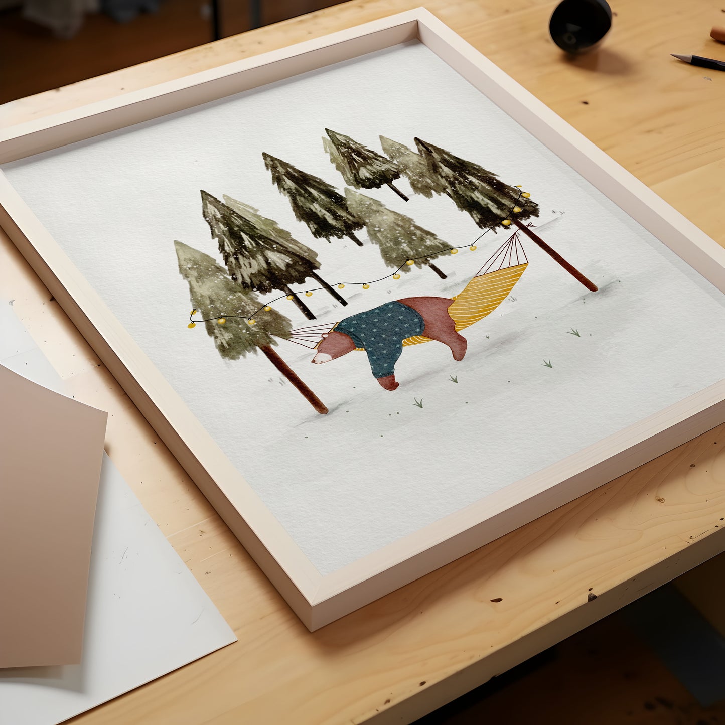 Bear in The Forest Art Print For Children's Room