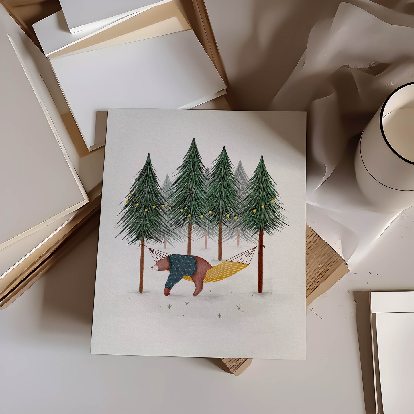 Bear in The Forest Art Print For Children's Room