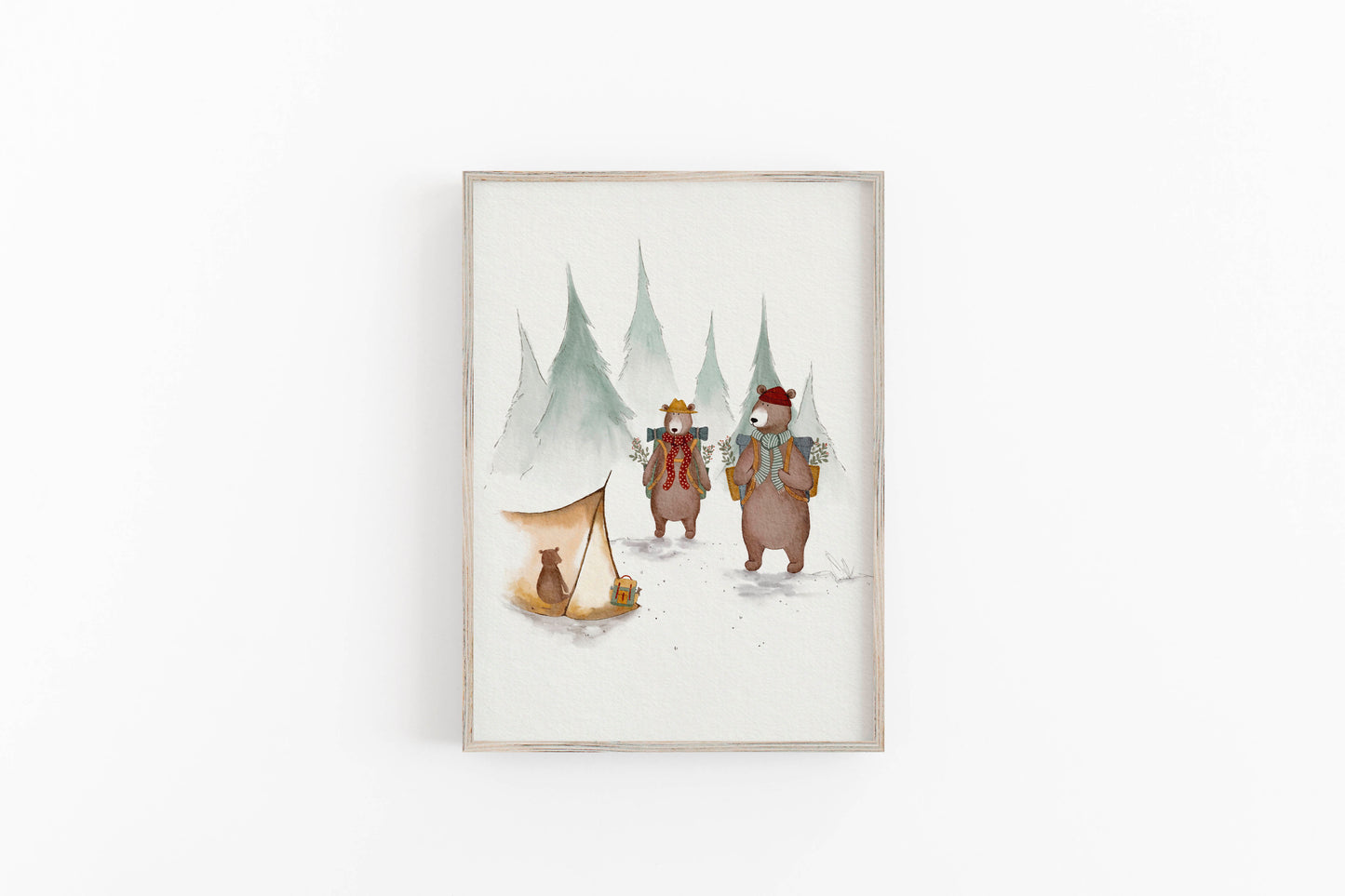 bear camping art print for kids