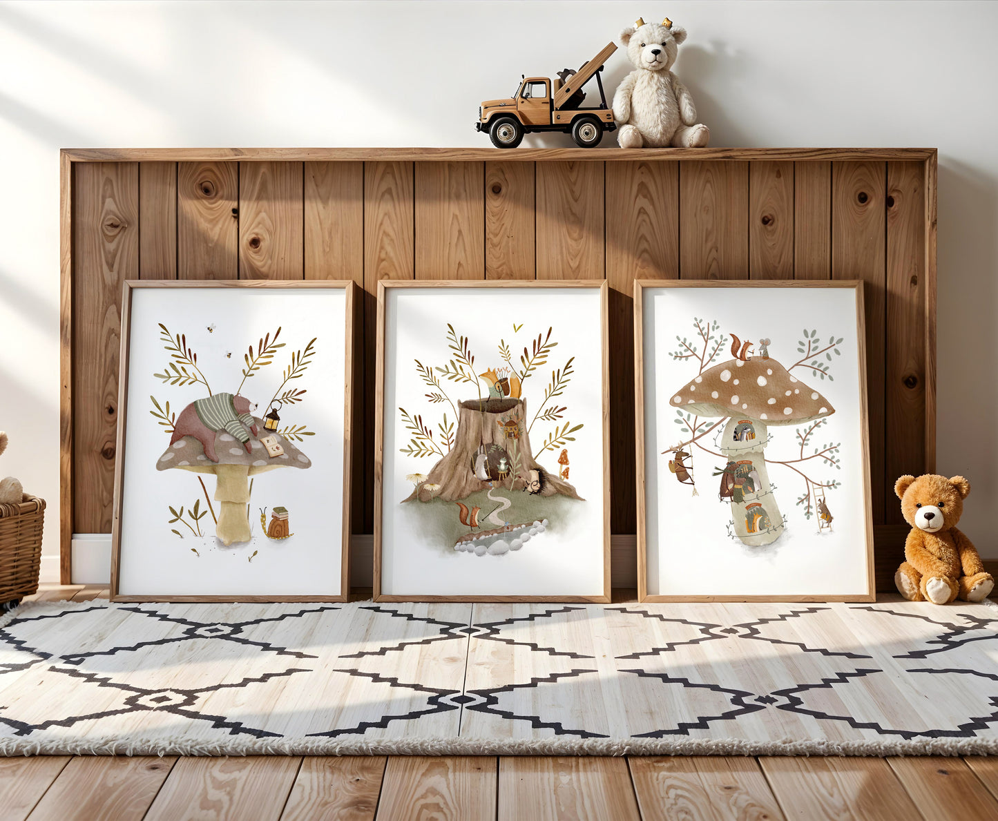 Woodland Nursery Prints – Mushroom Nursery Art | Forest Animal Wall Art Set