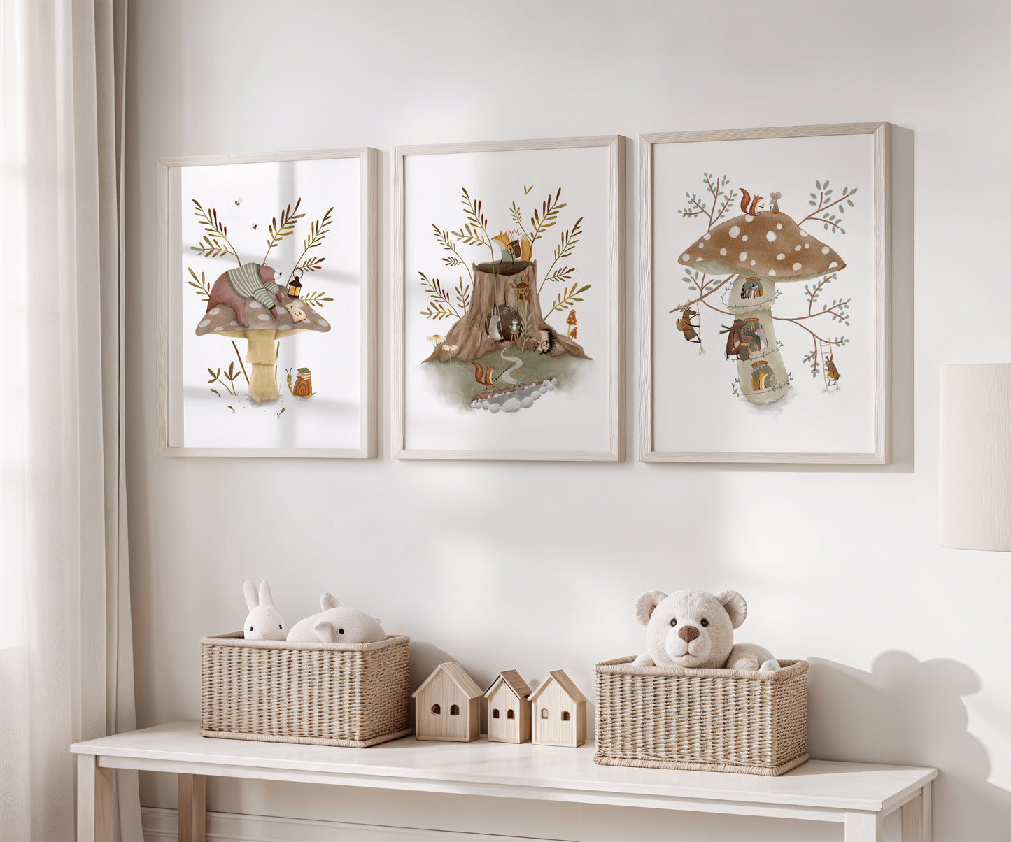 Woodland Nursery Prints – Mushroom Nursery Art | Forest Animal Wall Art Set