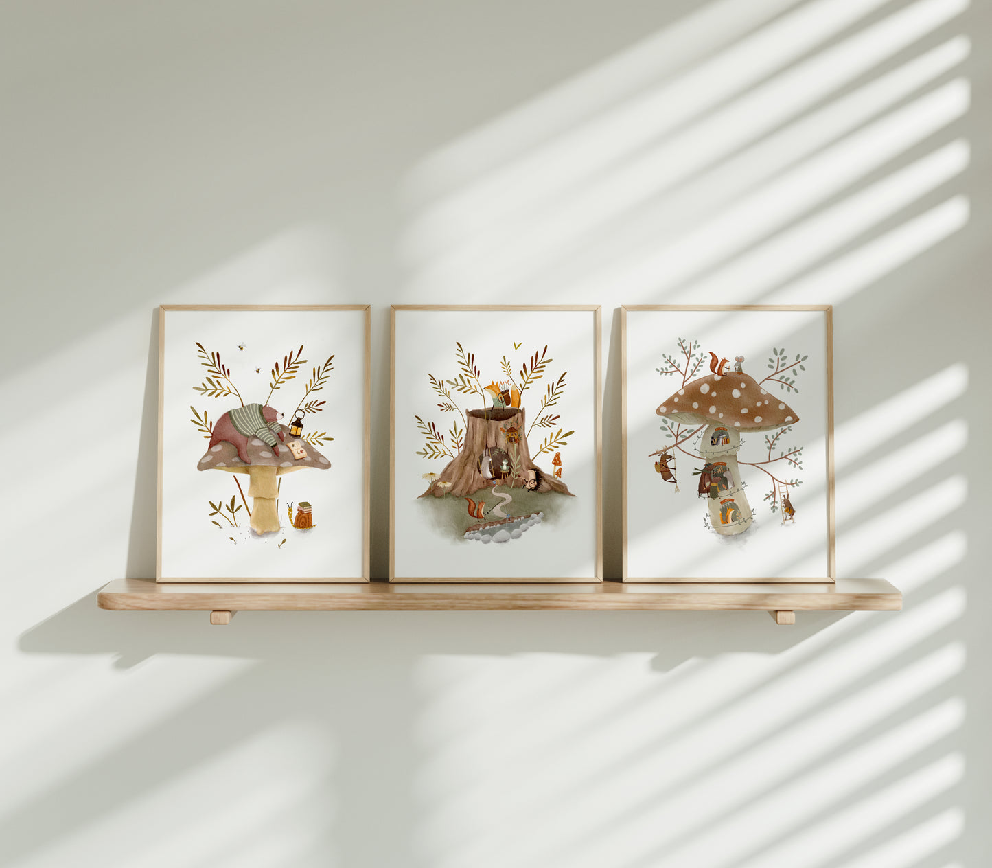 Woodland Nursery Prints – Mushroom Nursery Art | Forest Animal Wall Art Set
