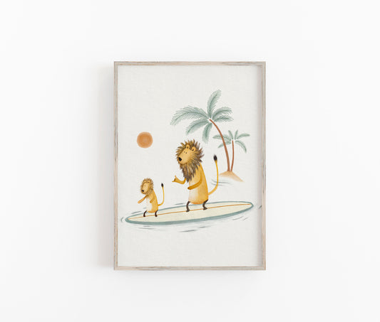 Animal Surfing Print, Surf Art For Children