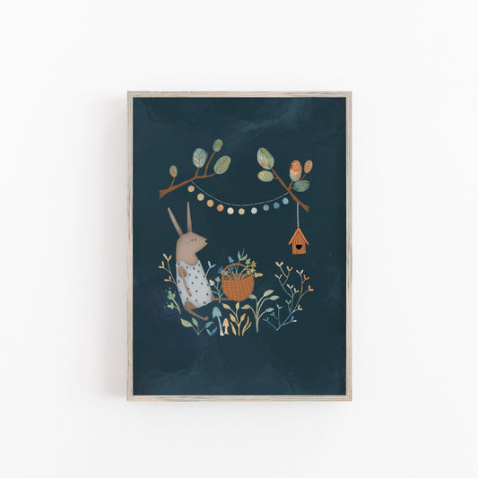 Rabbit Art Print For Children, Night Sky Nursery Decor