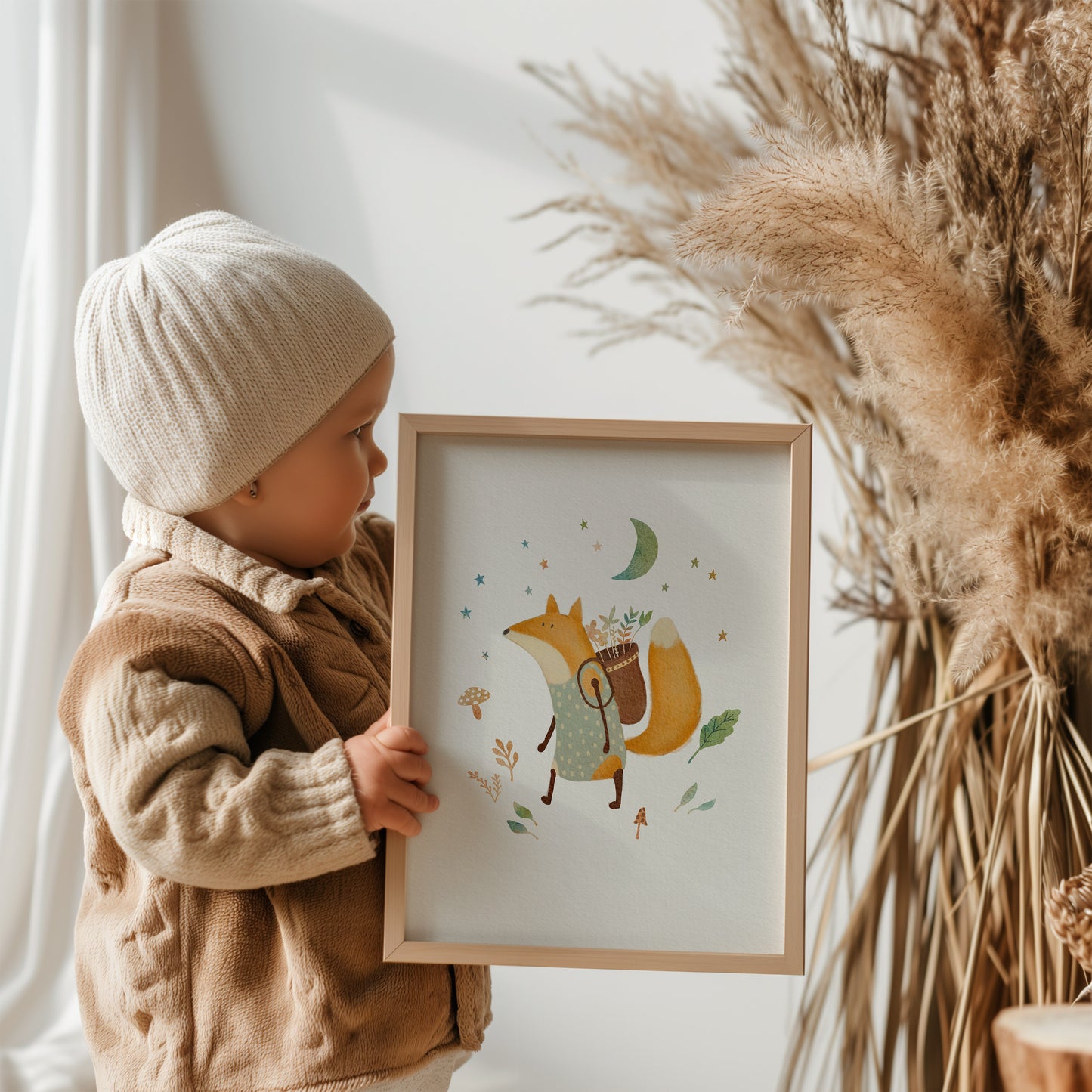 Hand Painted Fox Art Print For Children