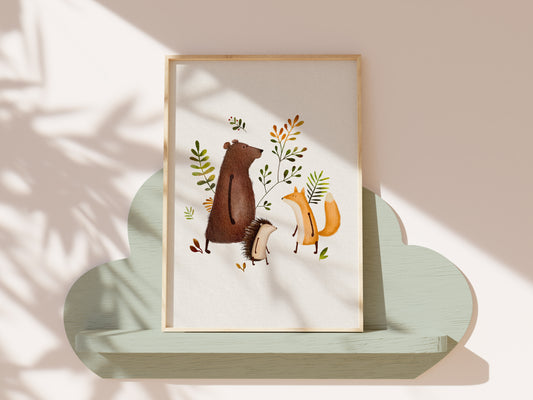 Woodland Animals Art Print