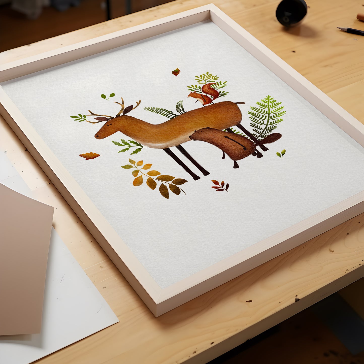 Children's Deer Poster, Woodland Animal Illustration