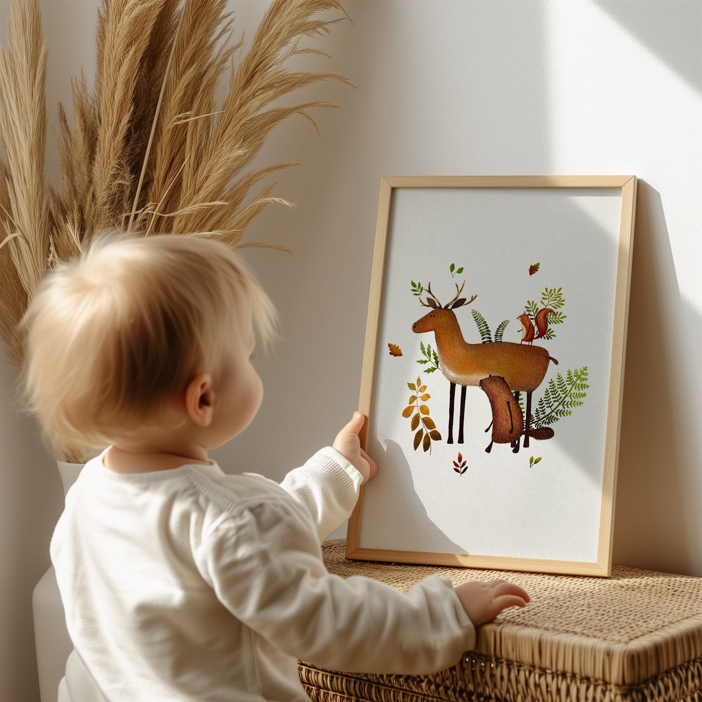 Children's Deer Poster, Woodland Animal Illustration