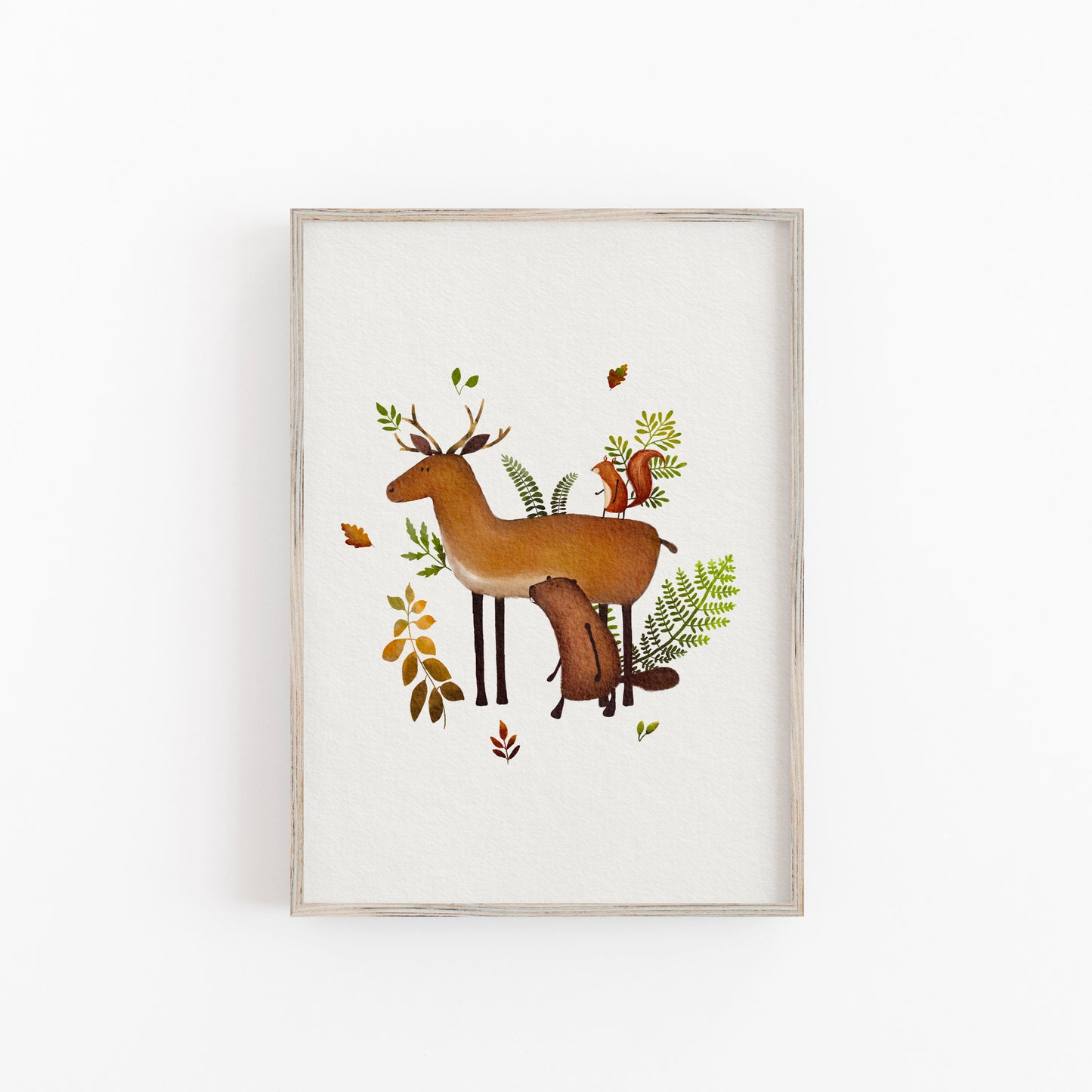 Children's Deer Poster, Woodland Animal Illustration