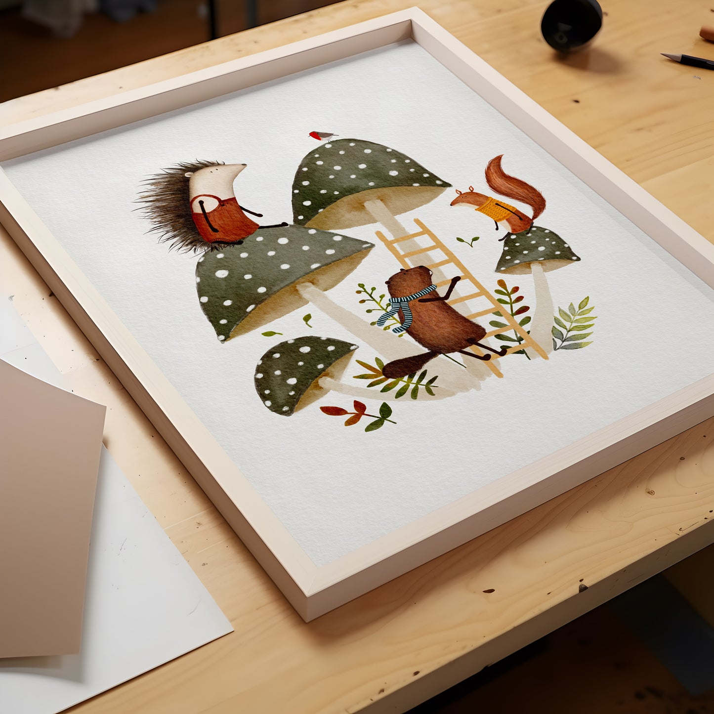 Set of Three Woodland Animal Art Prints, Whimsical Room Decor