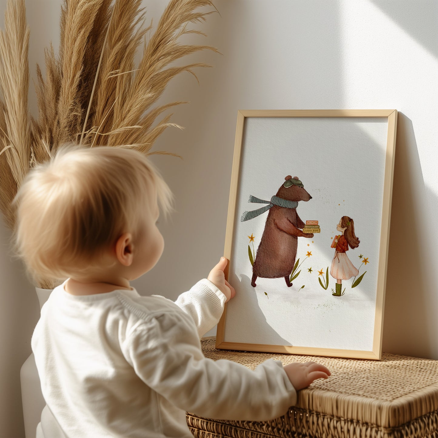 Bear Nursery Illustration, Girl's Whimsical Art Print