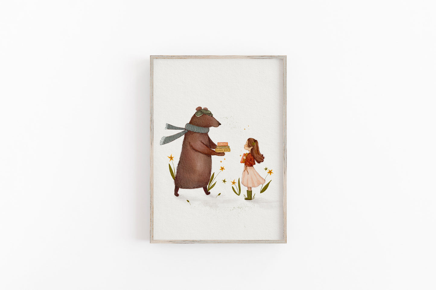 Bear Nursery Illustration, Girl's Whimsical Art Print