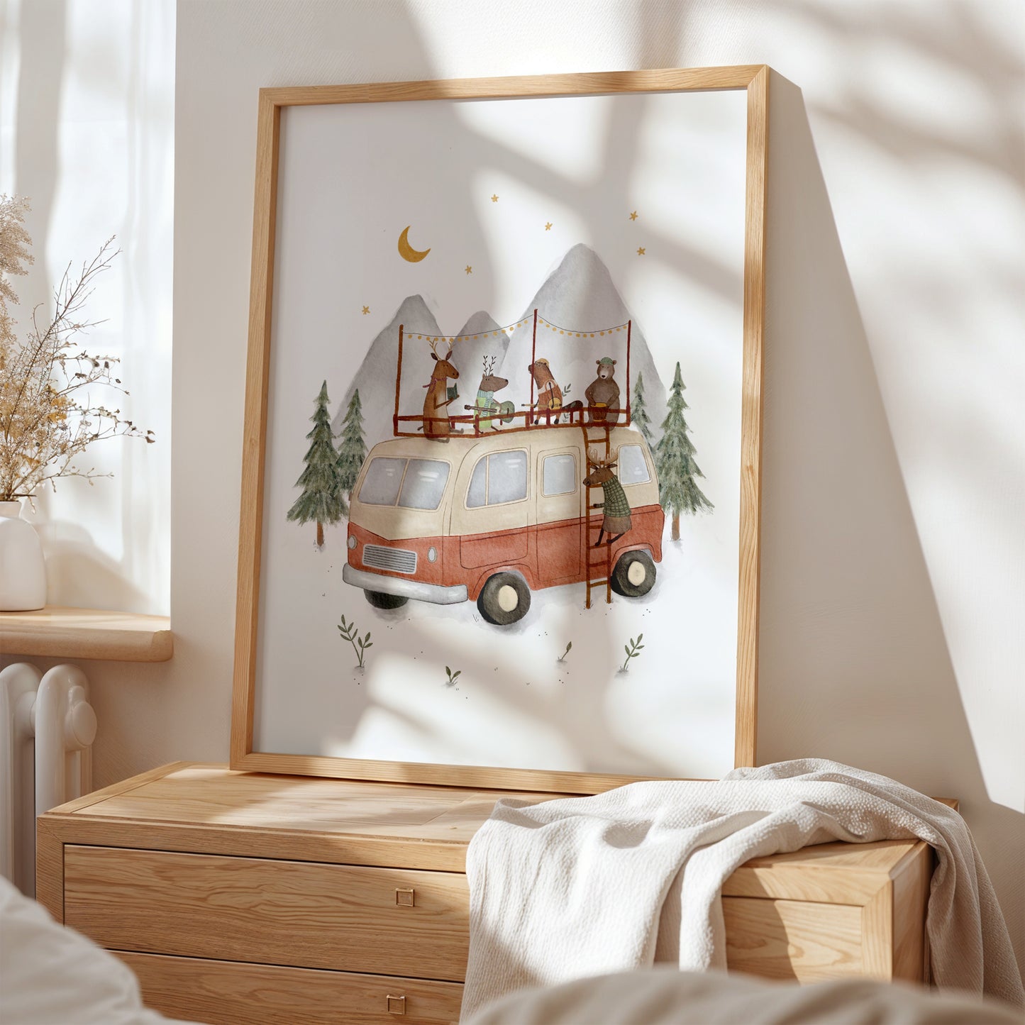 Retro Campervan Animals Art Print