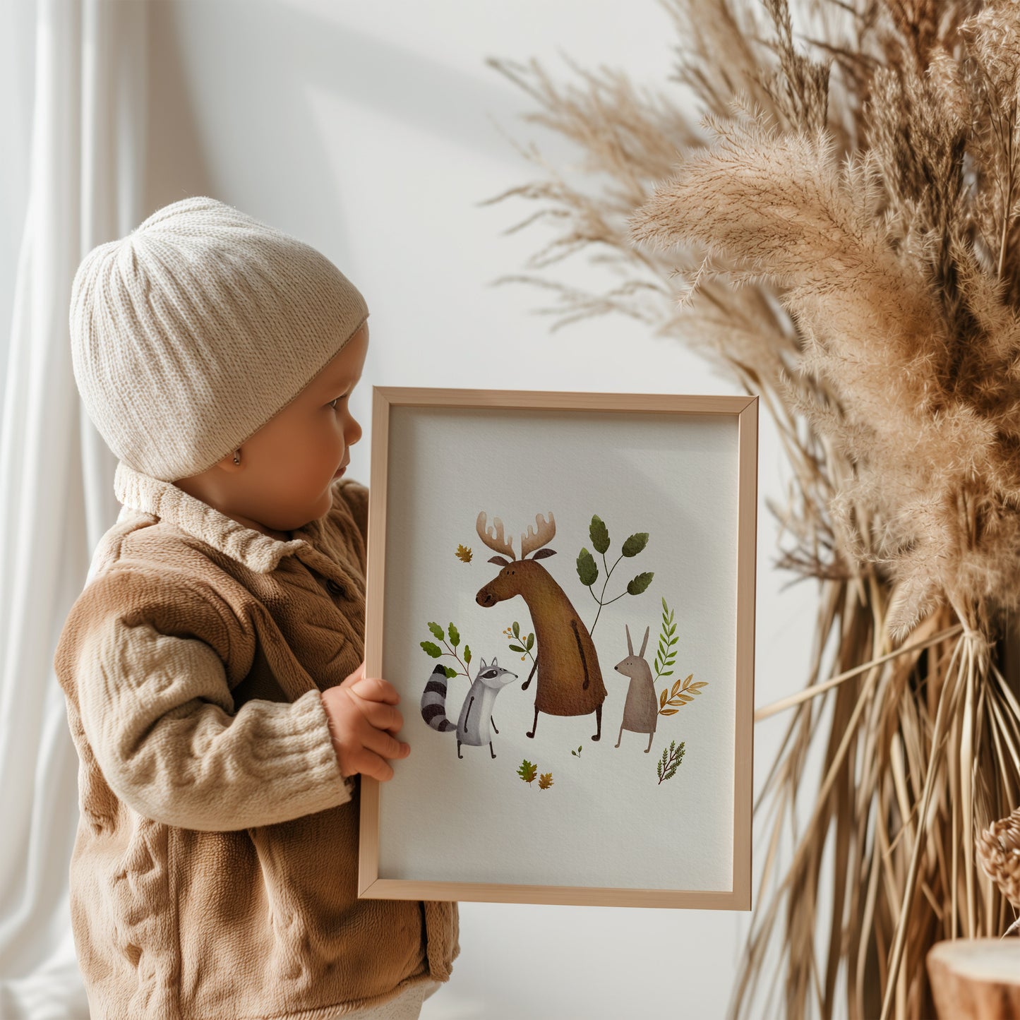 Kids Moose Poster, Woodland Animal Illustration