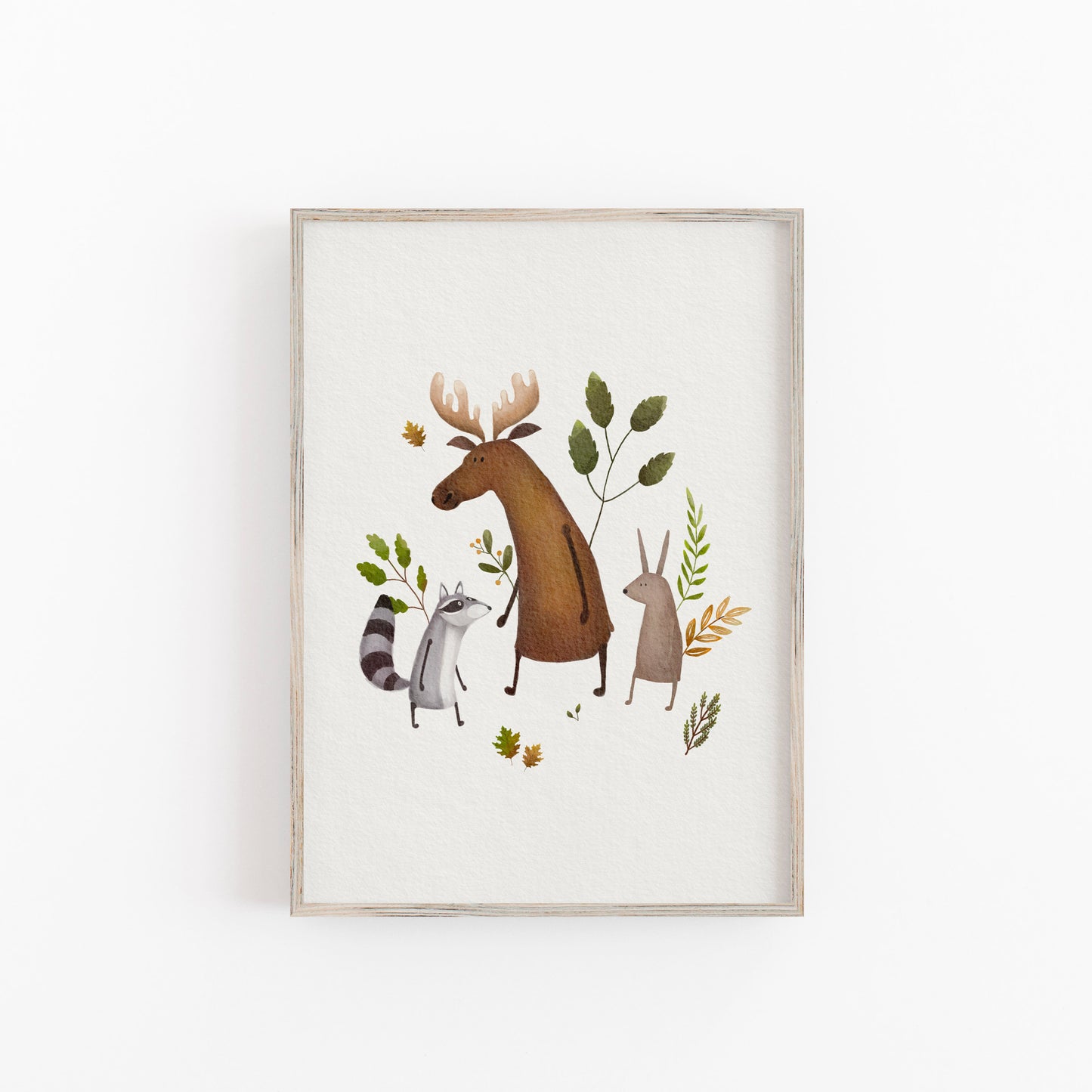 Kids Moose Poster, Woodland Animal Illustration