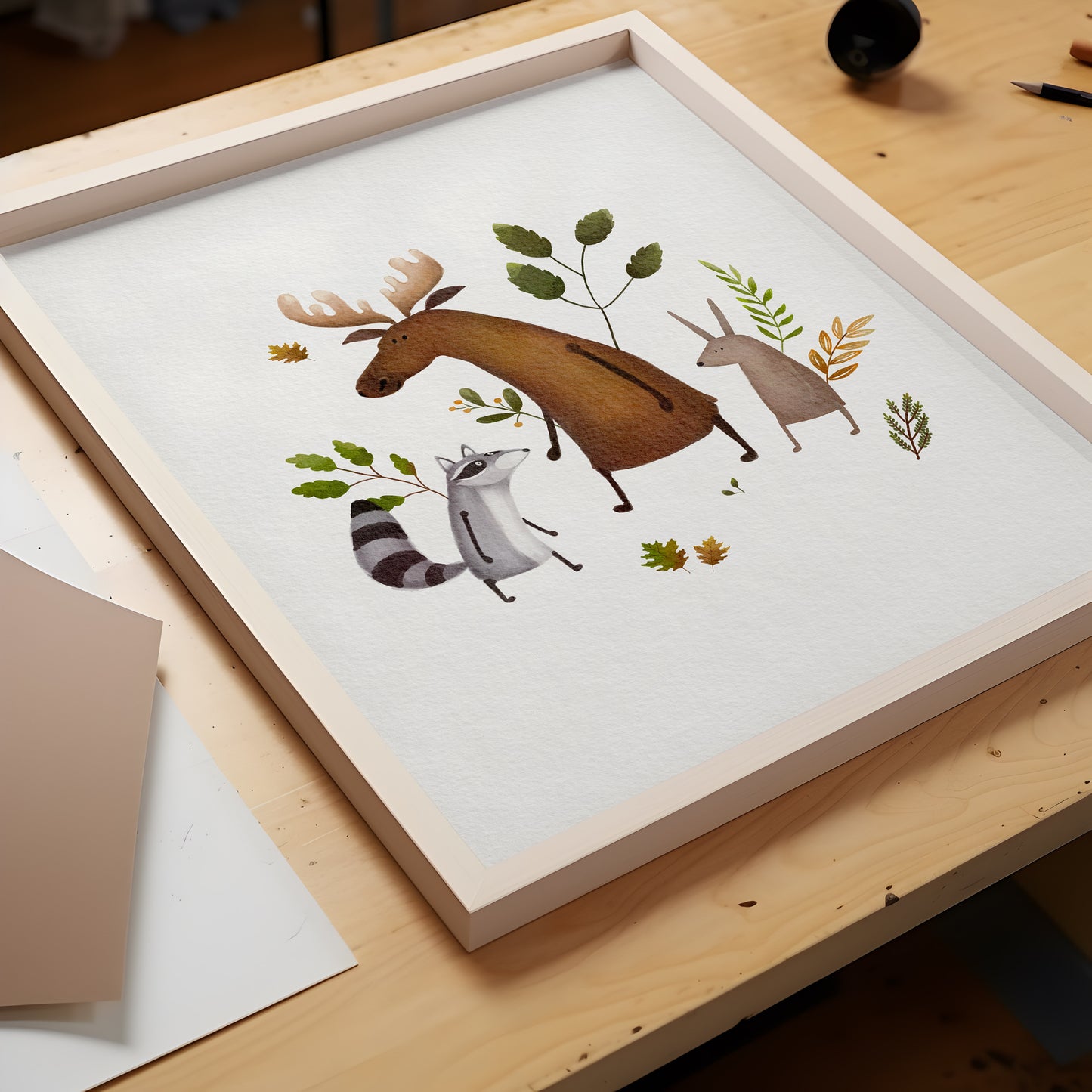 Kids Moose Poster, Woodland Animal Illustration