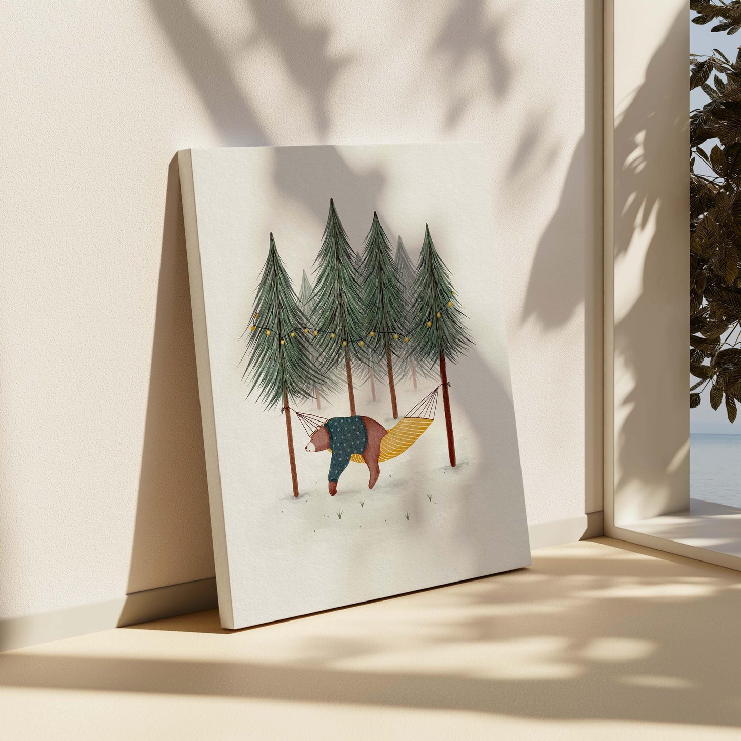 Woodland Canvas Wall Art - Bear Canvas Print for Forest Nursery Decor