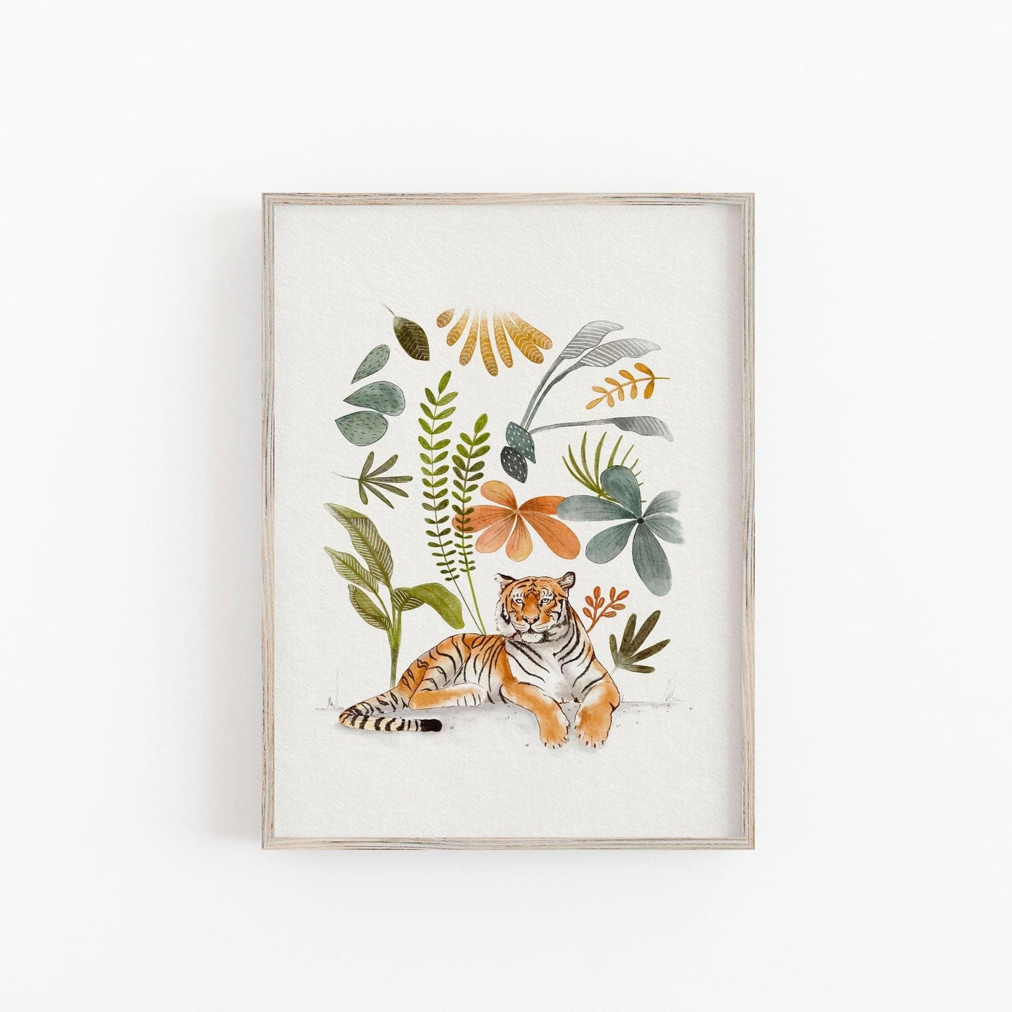 Bengal Tiger Wall Art – Jungle Nursery Decor | Rainforest Art Print for Kids Room