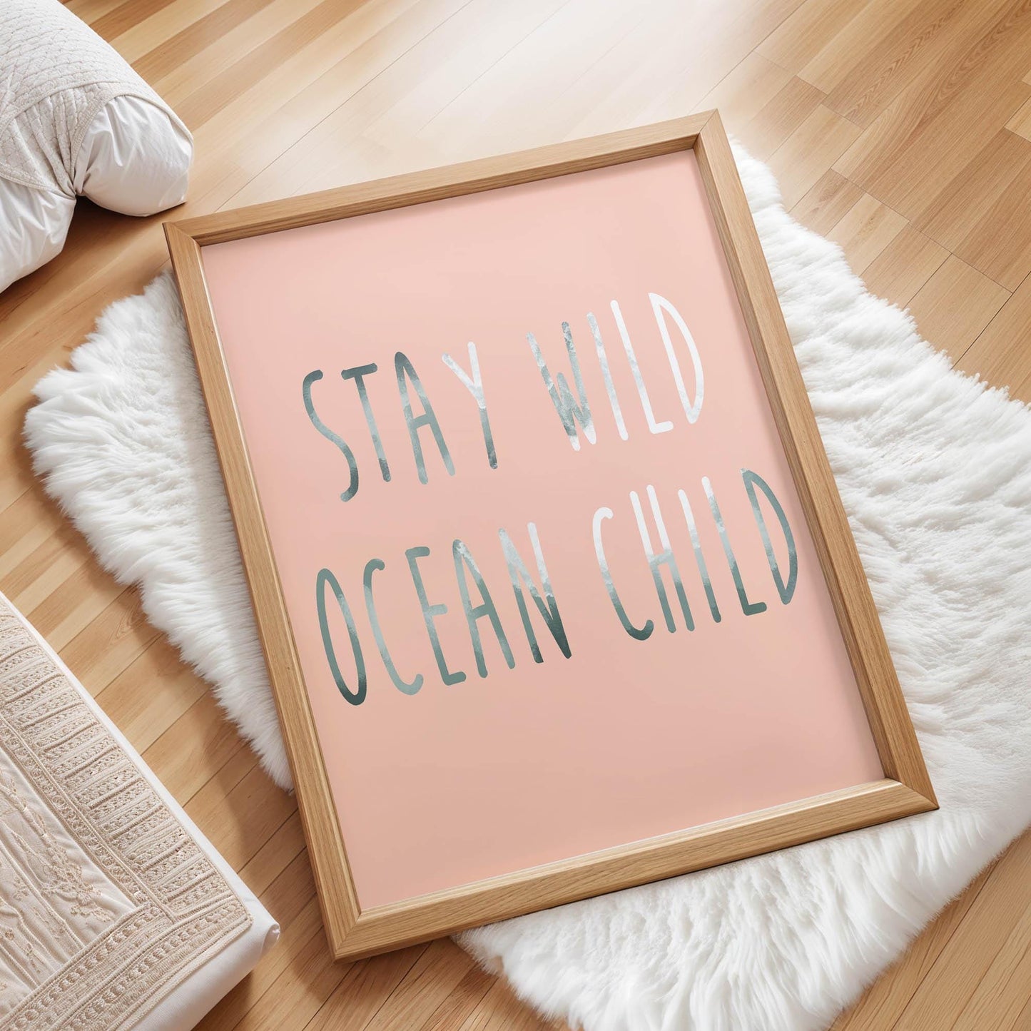 Stay wild ocean child quote for girl's room in pink