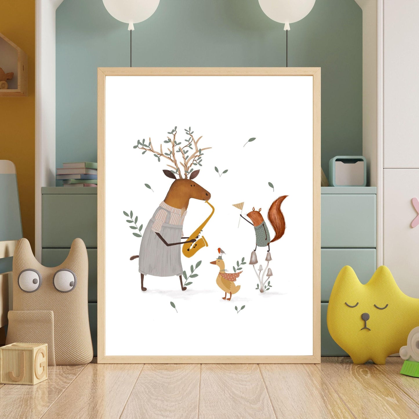 Whimsical Nursery Wall Art – Folky Kids Animal Prints | Children's Wall Art Decor