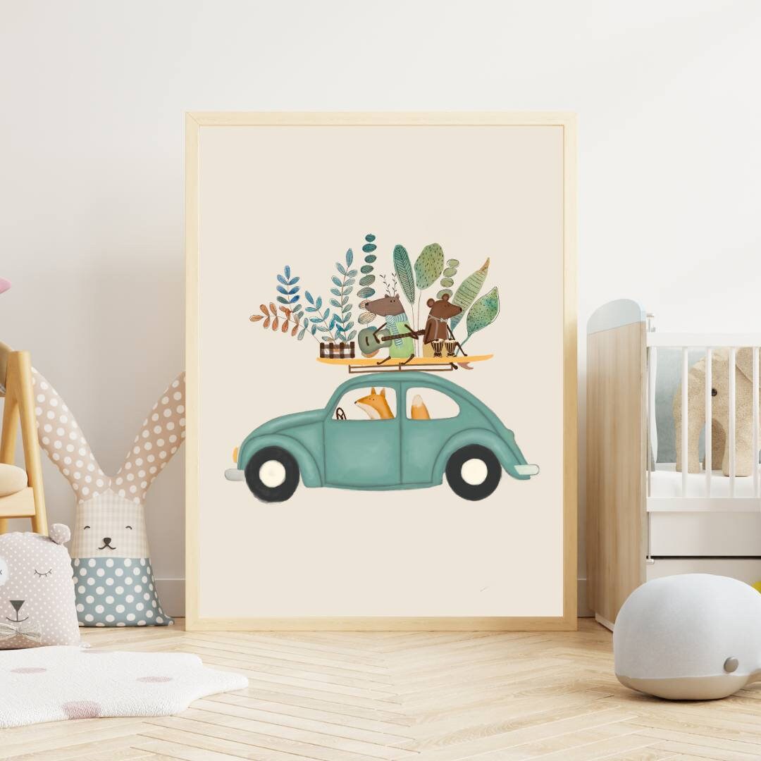 Animal Musician Car Wall Art for Kids