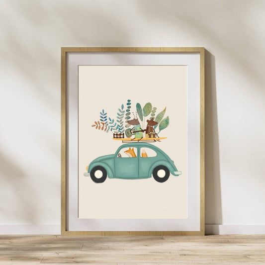 a picture of a car with plants on top