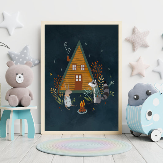 Forest Nursery Art Print - Scandi Style Decor for Kids