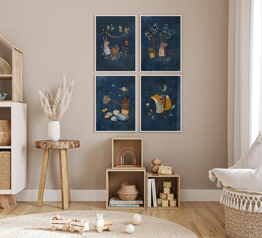 Forest Animals Children's Art Prints Set