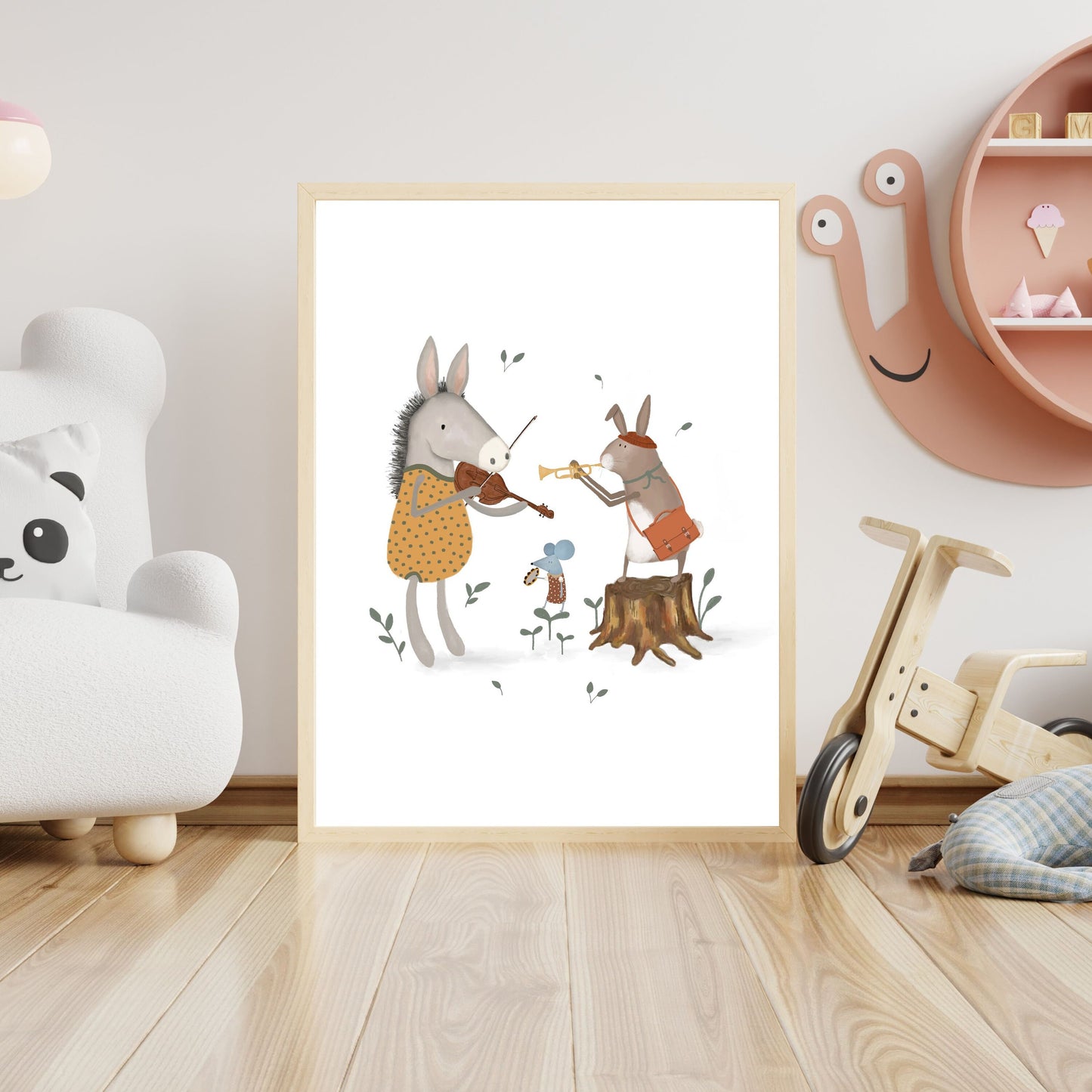 Childrens Folk Animal Poster - Whimsical Nordic Nursery Decor