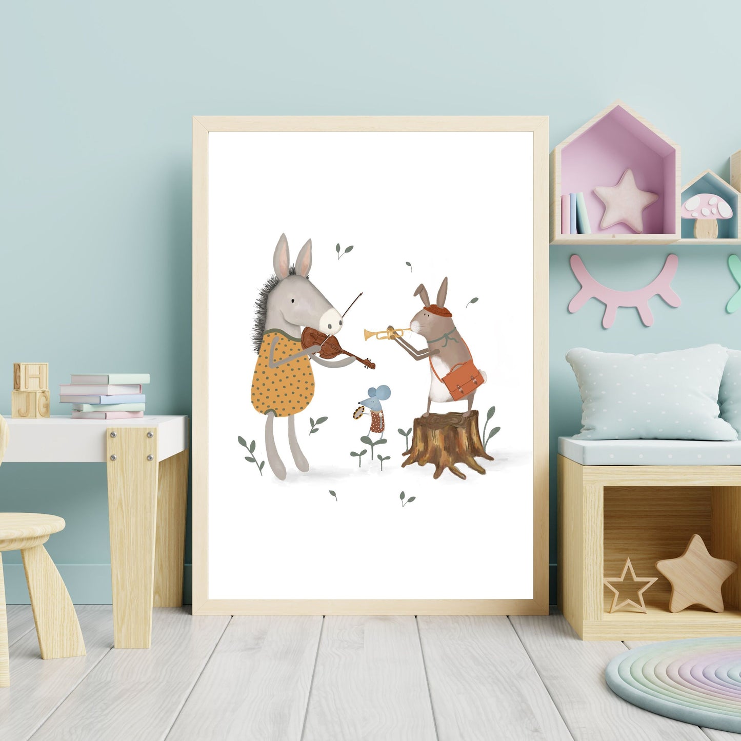 Childrens Folk Animal Poster - Whimsical Nordic Nursery Decor